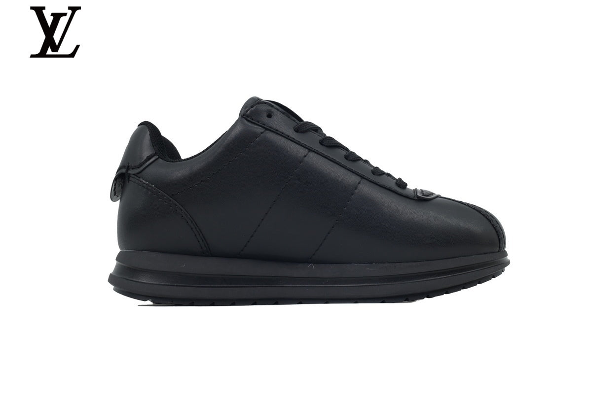 Louis Vuitton Low Top Sneaker in Black Smooth Leather with Embossed Logo