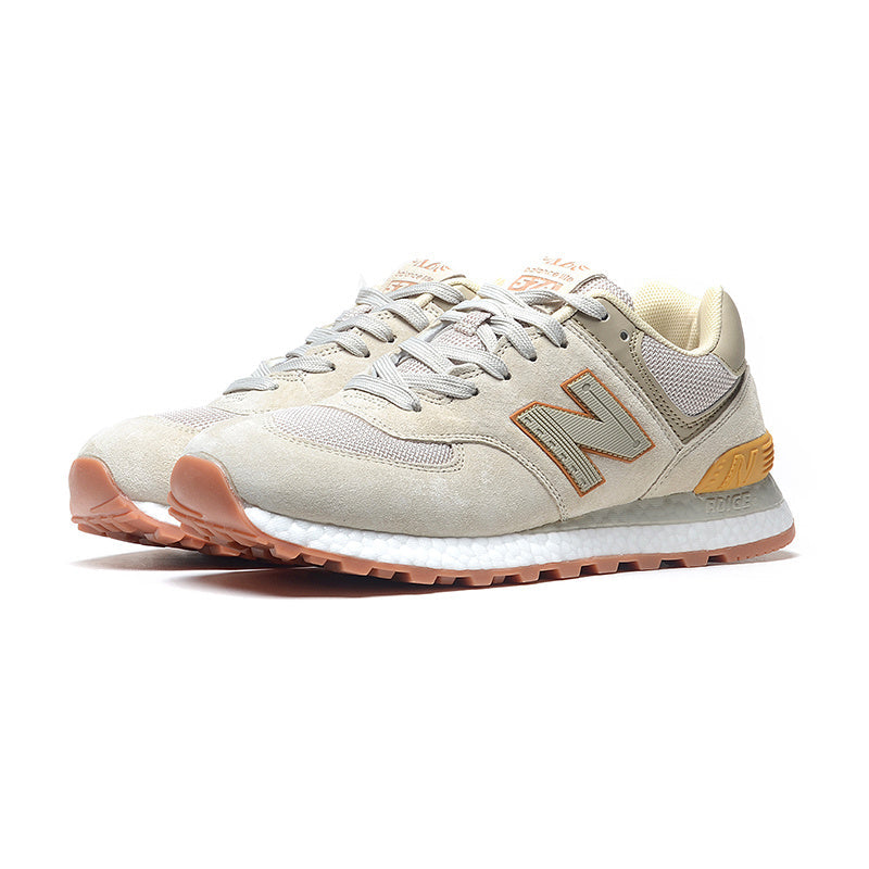 New Balance 574 Women's & Men's Cream Beige & Gold Retro Sneakers