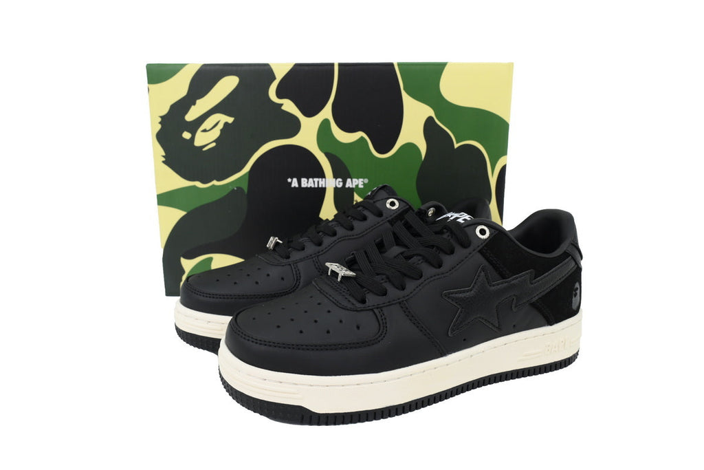 A BATHING APE BAPE STA Black & Cream Tonal-Star Sneakers | Women's & Men's Skate-Inspired Shoes