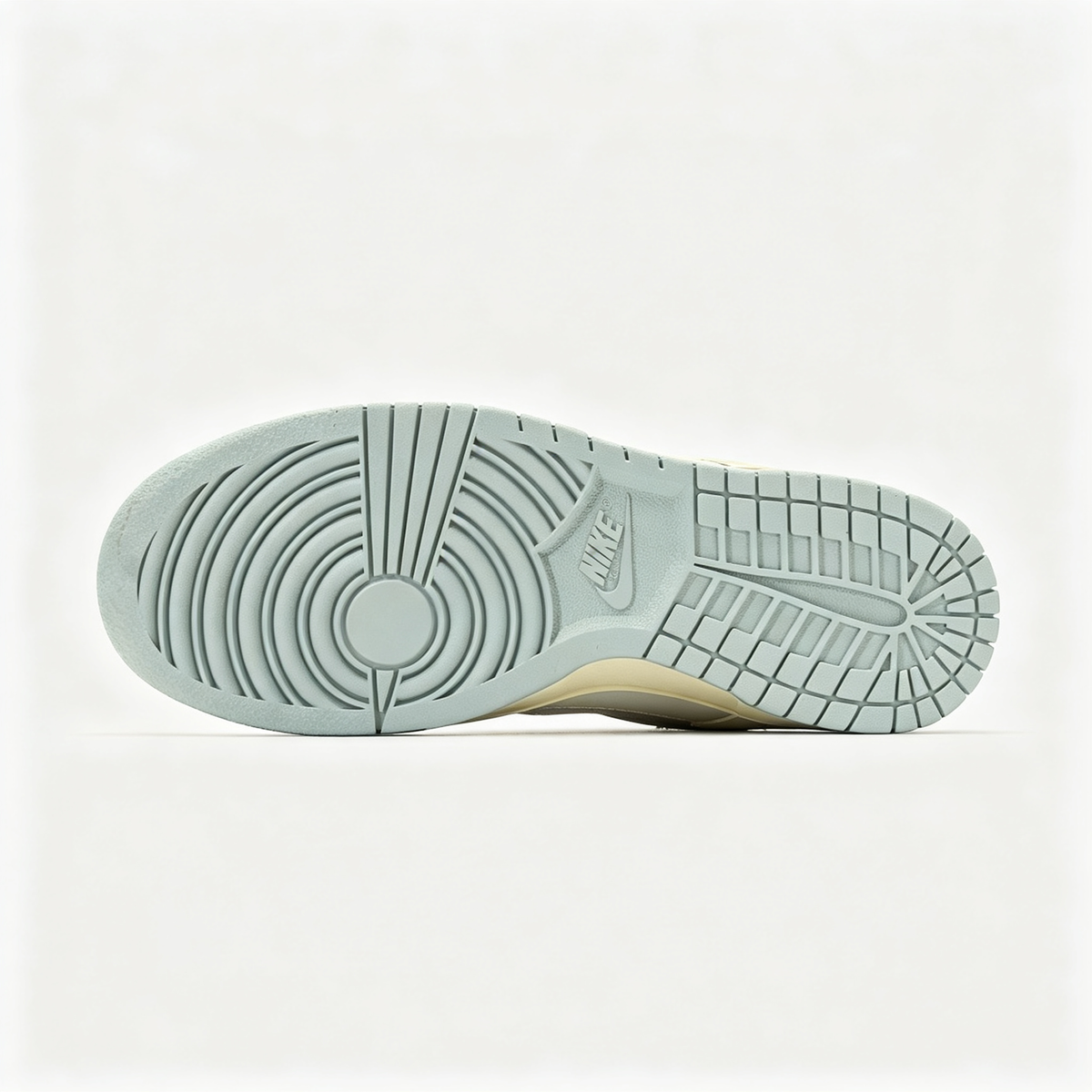 Nike Dunk Low — Cream / Off-White / Light Grey Swoosh / Pale Blue Outsole