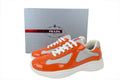 Prada America's Cup Sneakers  slip ons womens  prada designer mens shoes  Grey-orange