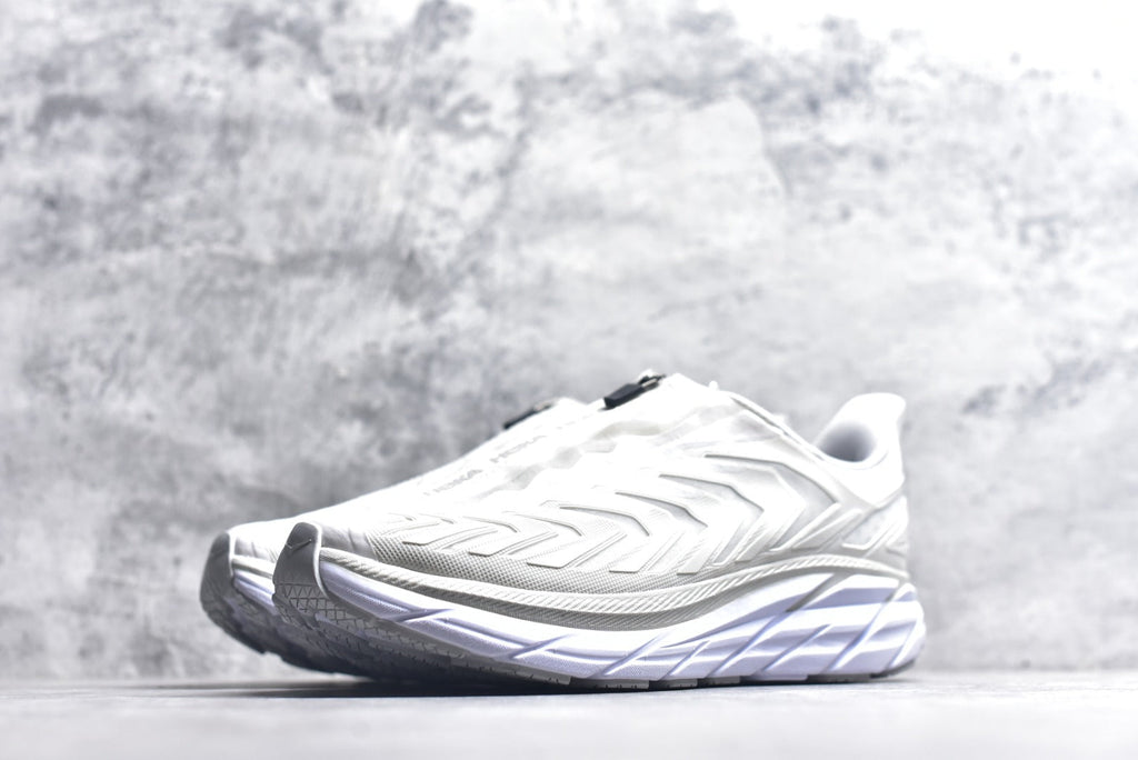 HOKA Clifton Women's Men's Shoes | White & Light Gray Mesh Running Sneakers