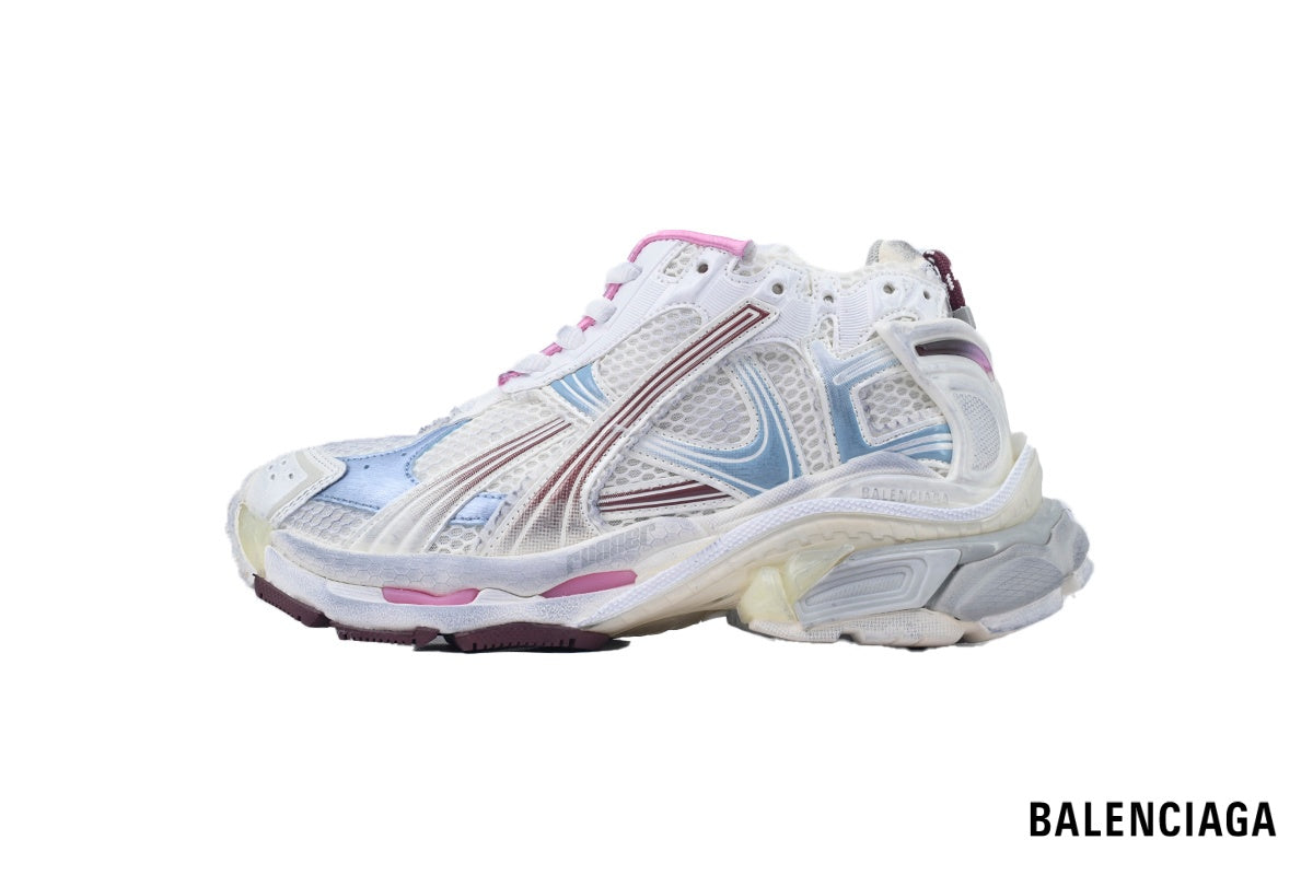Balenciaga Runner men's shoes  women sneakers – White, Light Blue & Pink