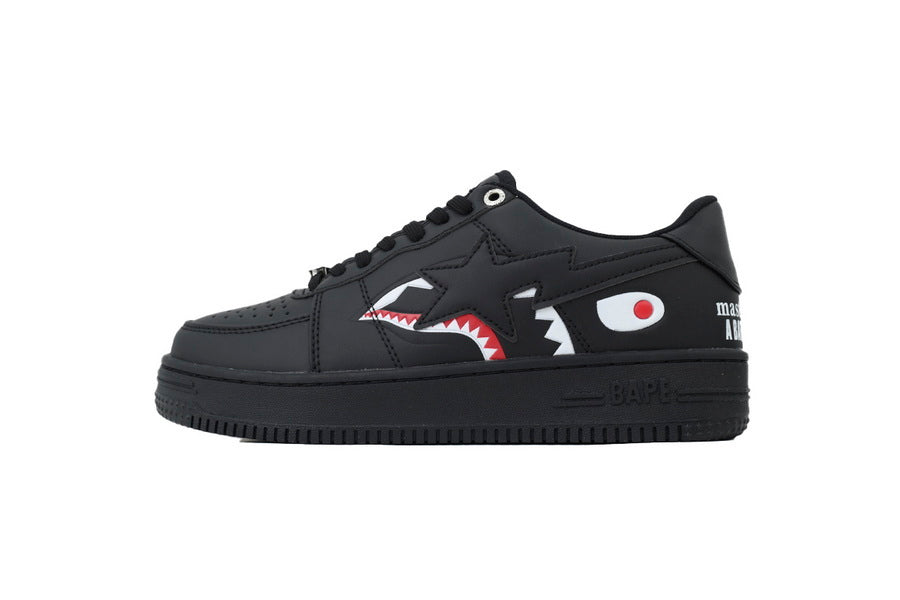 A BATHING APE BAPE STA All Black Shark & Camo Graphic Sneakers | Women's & Men's Skate-Inspired Shoes