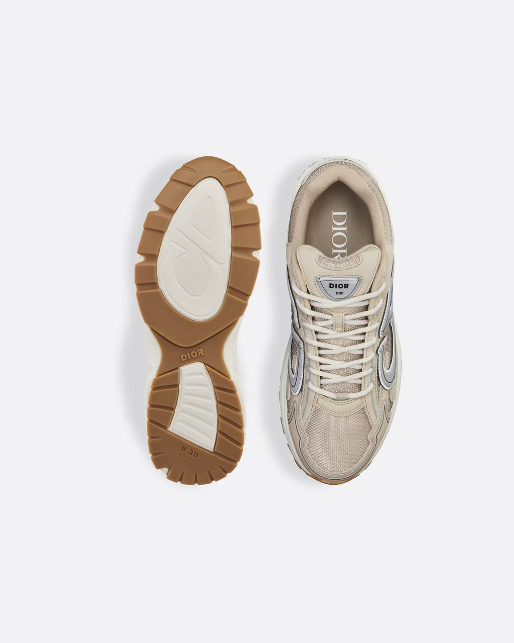Dior B30 Women's & Men's Shoes - Beige / Cream / Silver / Gum Brown Sneakers