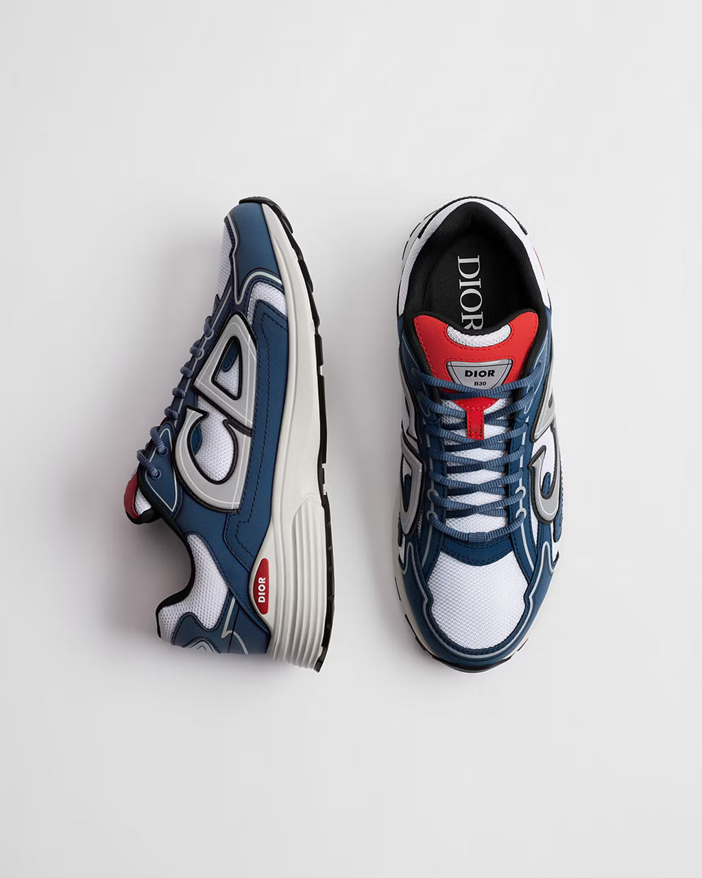 Dior B30 Women's & Men's Shoes - Navy Blue / White / Silver Grey / Red Sneakers