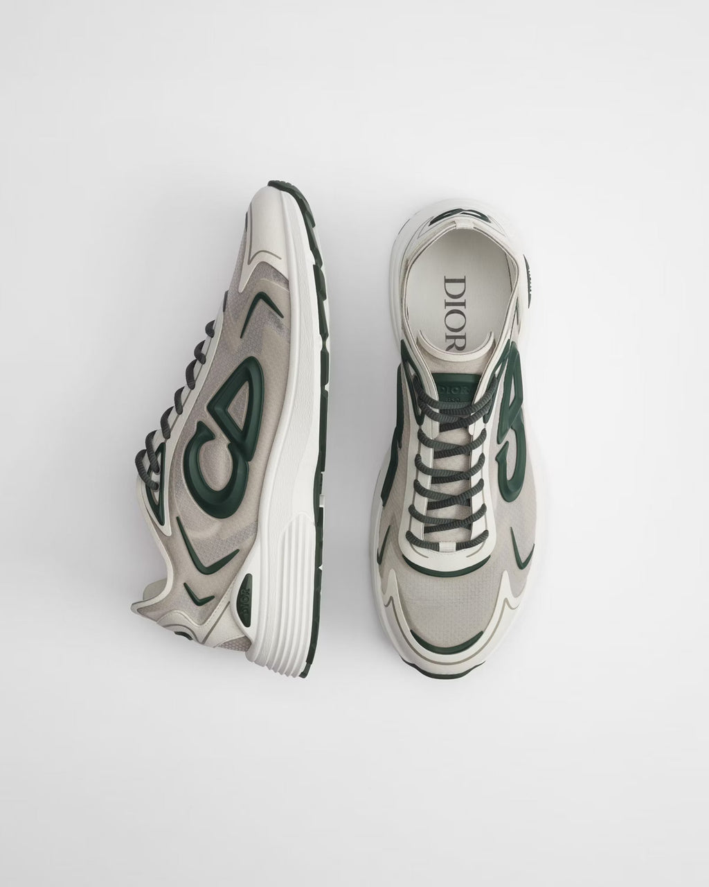 Dior B30 Women's & Men's Shoes - Cream / Light Grey / Dark Green Sneakers