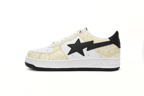 A BATHING APE BAPE STA Cream Snakeskin-Pattern Sneakers | Women's & Men's Skate-Inspired Shoes