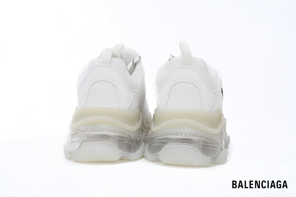 Balenciaga Triple S men's shoes  women sneakers – White & Clear Sole II