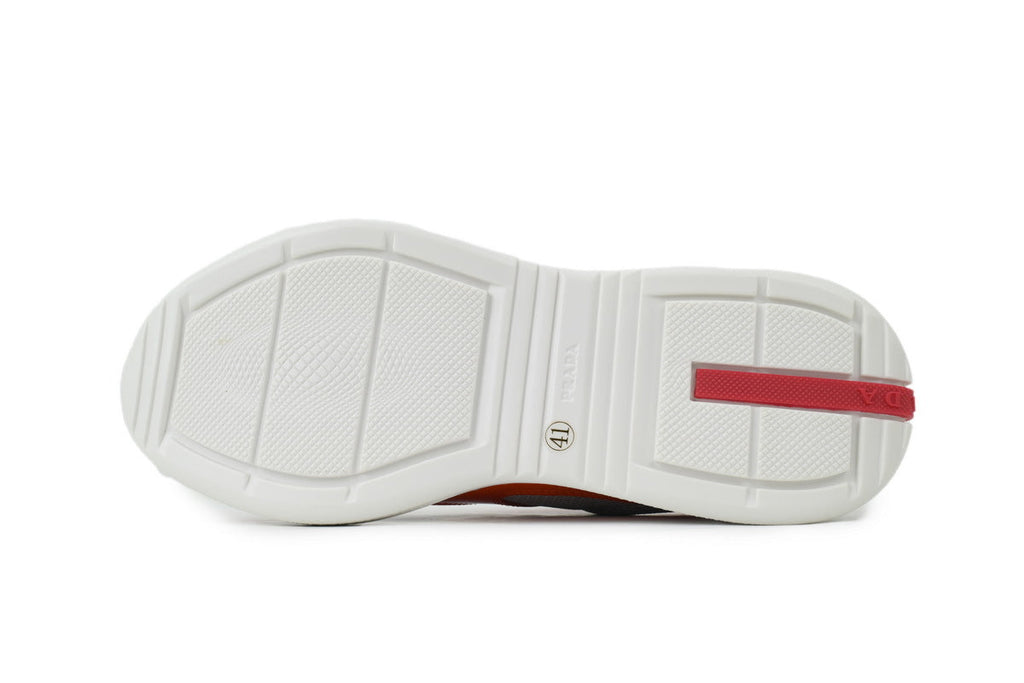 Prada America's Cup Sneakers  slip ons womens  prada designer mens shoes  Grey-orange
