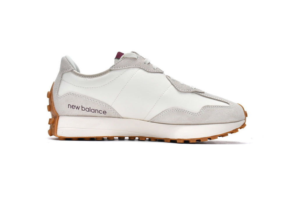 New Balance 327 Women's & Men's Retro Sneakers - White & Burgundy Gum Sole