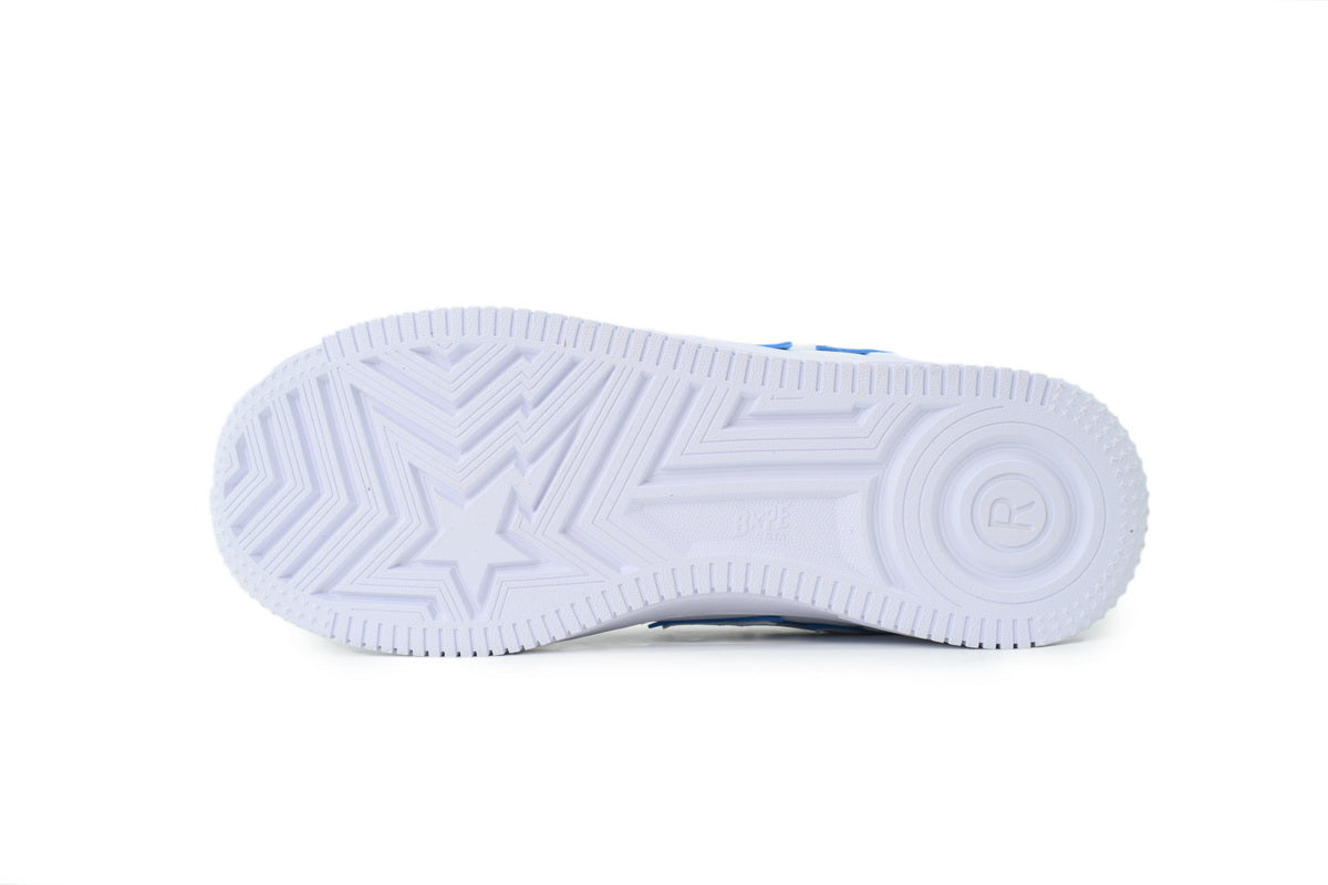 A BATHING APE BAPE STA White & Blue Outline-Star Sneakers | Women's & Men's Skate-Inspired Shoes
