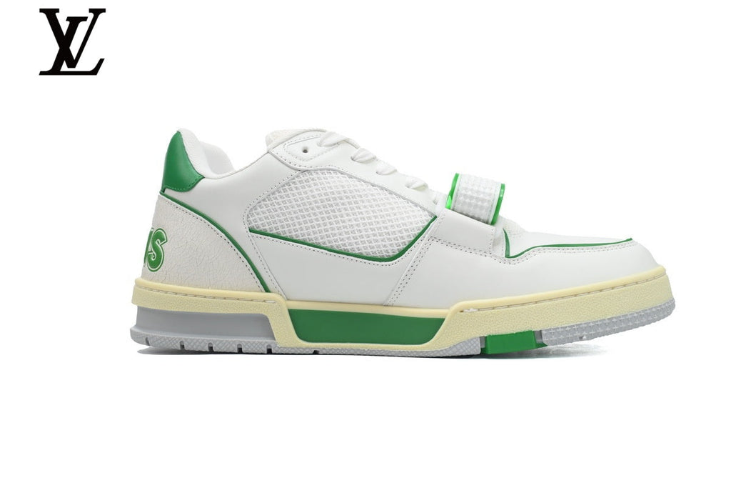 Louis Vuitton Trainer shoes for man  women Sneakers - White and Green Mesh & Leather