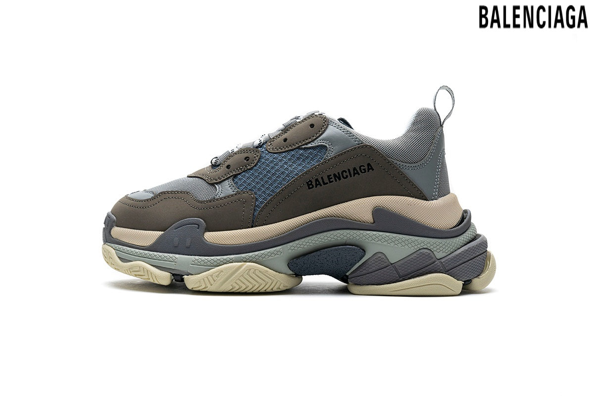 Balenciaga Triple S men's shoes  women sneakers – Grey, Brown & Blue