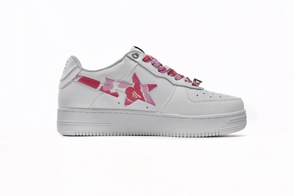 A BATHING APE BAPE STA White & Pink Camo Sneakers | Women's & Men's Skate-Inspired Shoes