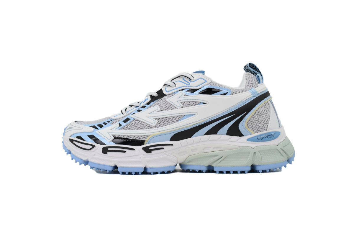 Off-White Be Right Back Women's Men's Shoes | White & Light Blue Mesh Retro Sneakers