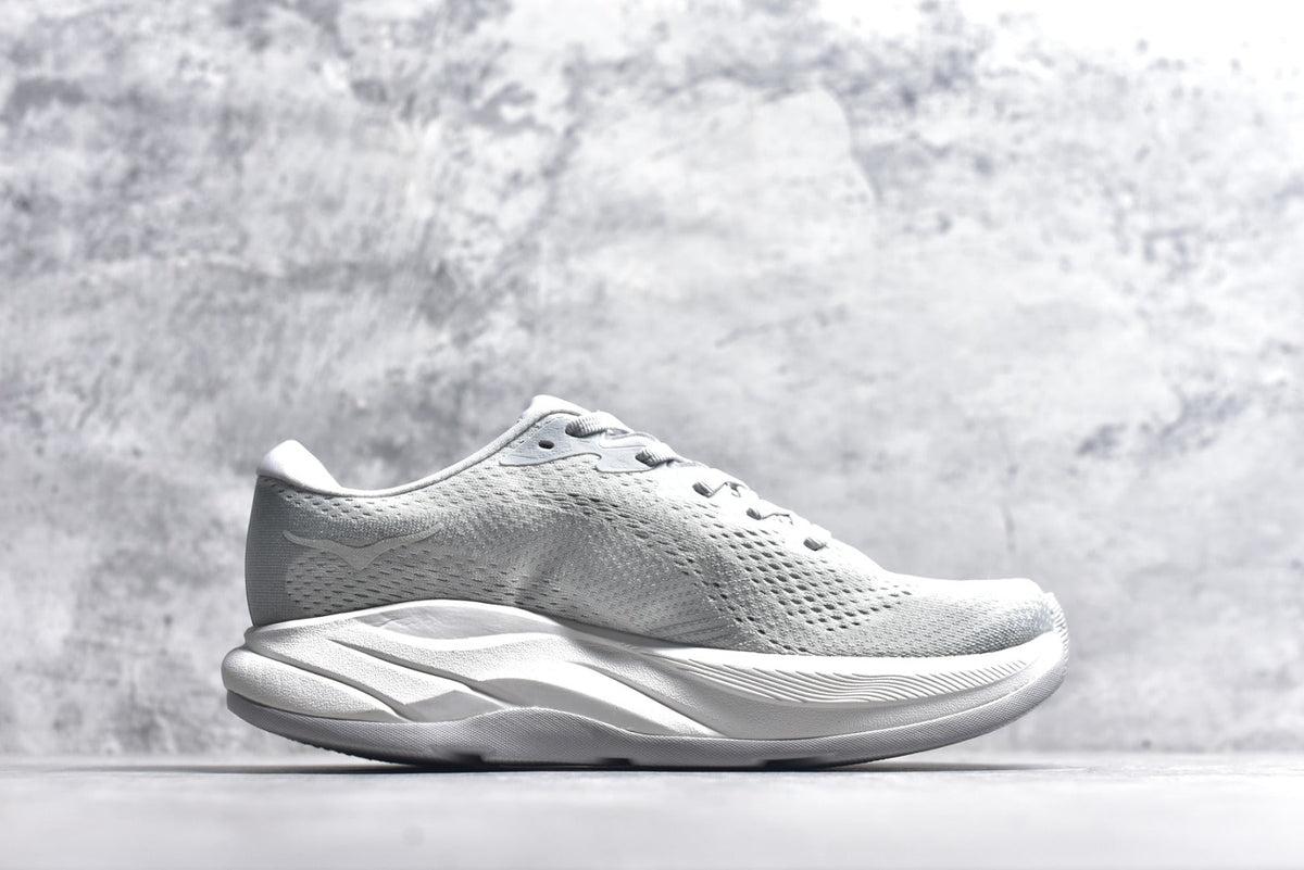 HOKA Rincon 4 Women's Men's Shoes | White & Light Gray Mesh Running Sneakers