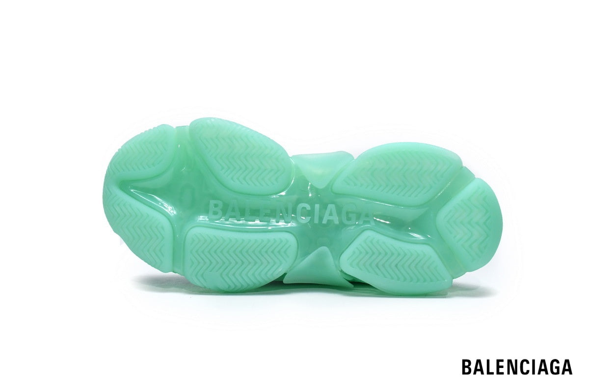 Balenciaga Triple S men's shoes  women sneakers – Mint Green & Clear Sole