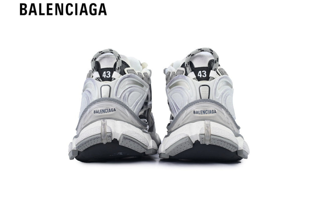 Balenciaga Runner Sneaker — White Mesh, Black & Grey Synthetic Overlays
