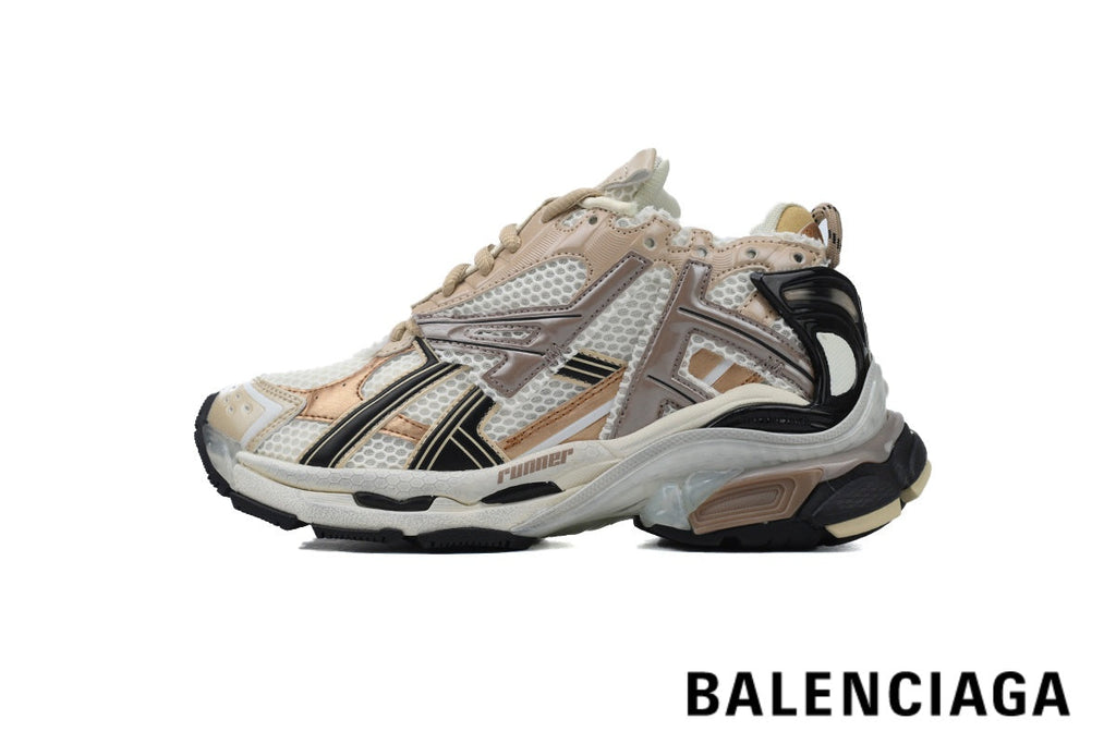 Balenciaga Runner men's shoes  women sneakers – Beige & Bronze