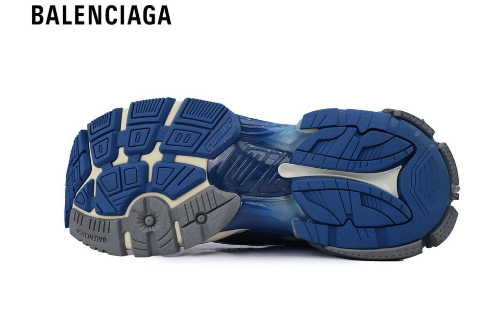 Balenciaga Runner Sneaker — Navy Mesh, Gradient Blue & Silver Synthetic Overlays