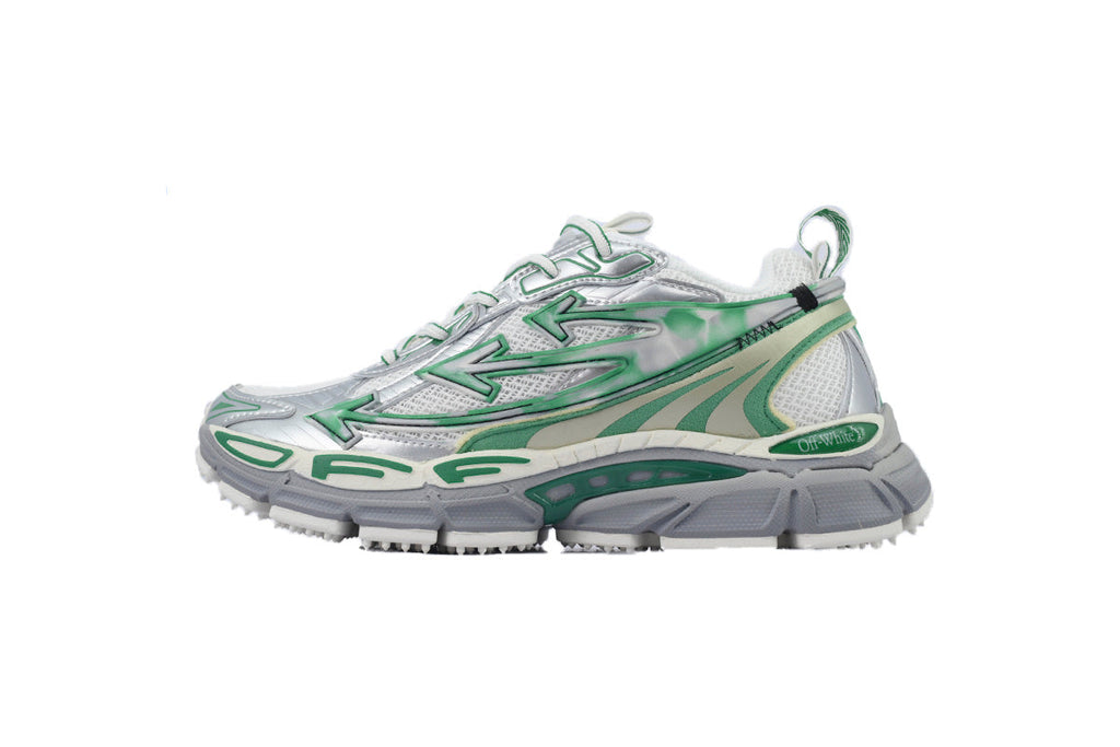 Off-White Be Right Back Women's Men's Shoes | White & Green Mesh Retro Sneakers