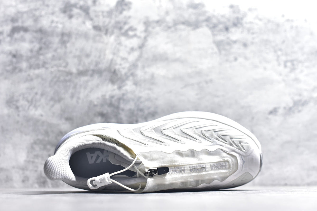 HOKA Clifton Women's Men's Shoes | White & Light Gray Mesh Running Sneakers