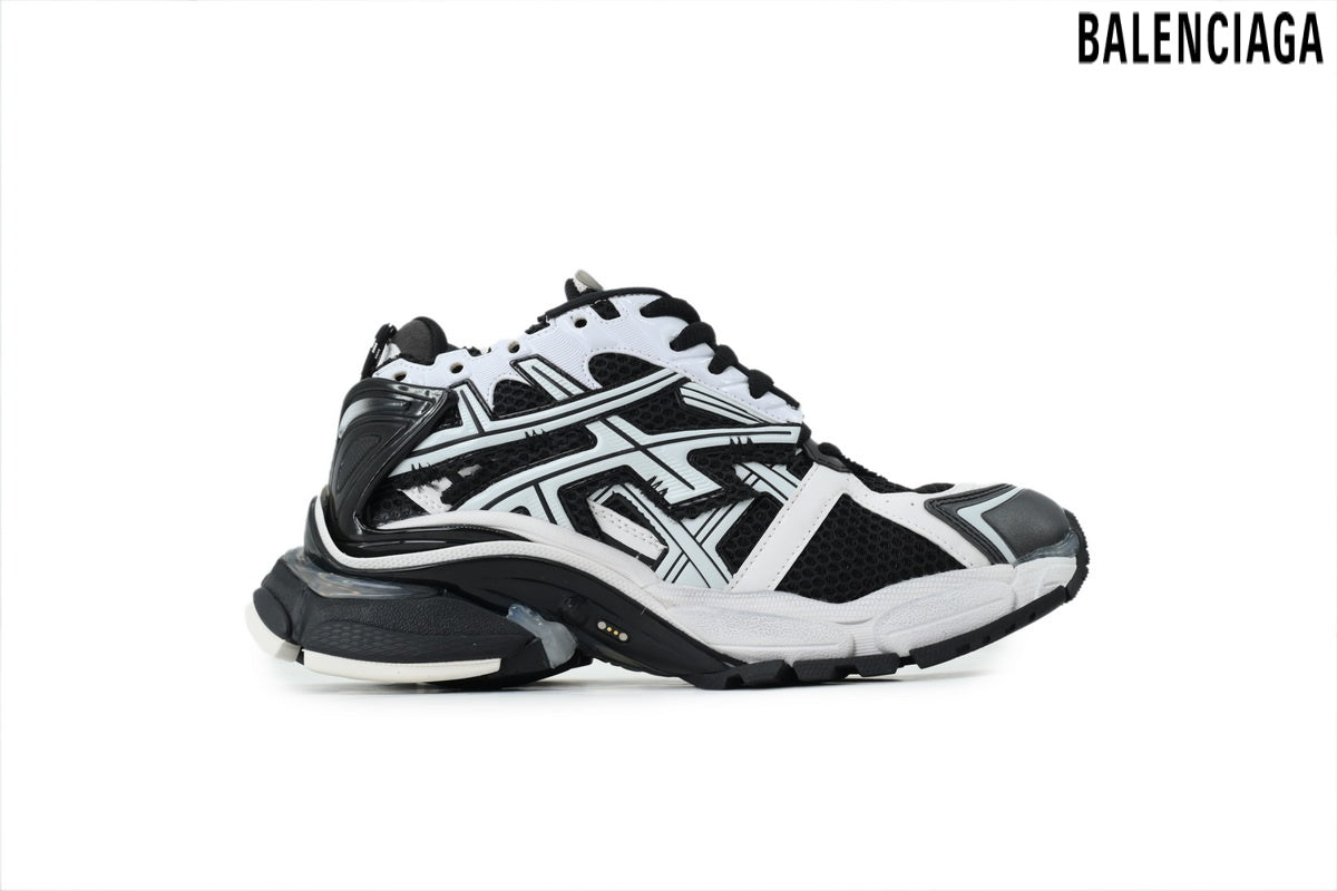 Balenciaga Runner men's shoes  women sneakers – Black & White