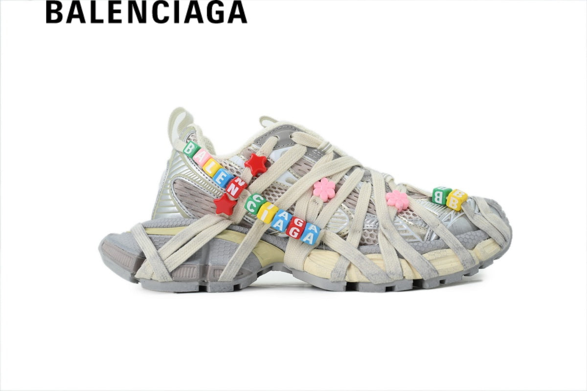 Balenciaga Track men's shoes  women sneakers Sneakers in Beige with Multicolor Charms