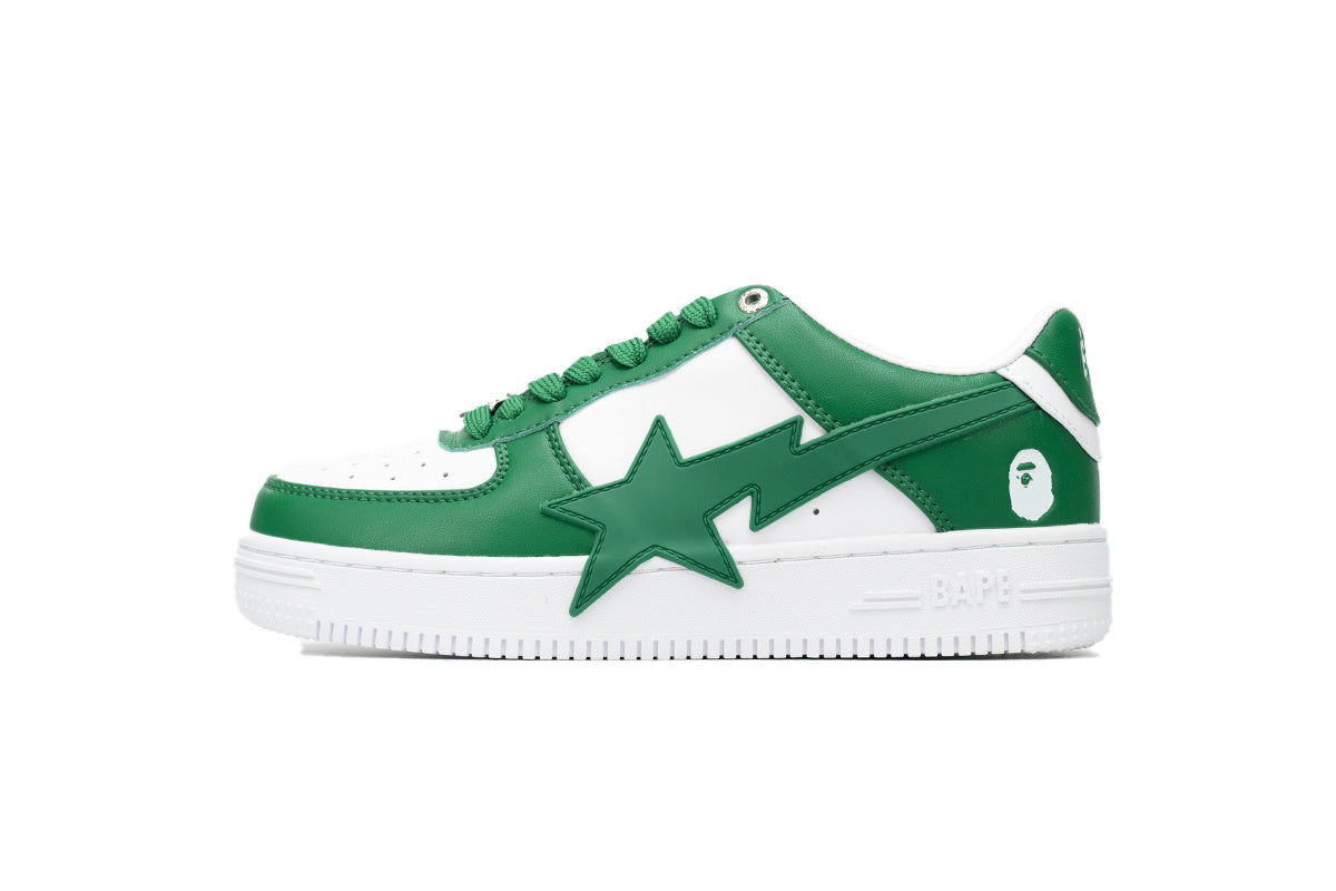 A BATHING APE BAPE STA Green & White Oversized-Star Sneakers | Women's & Men's Skate-Inspired Shoes