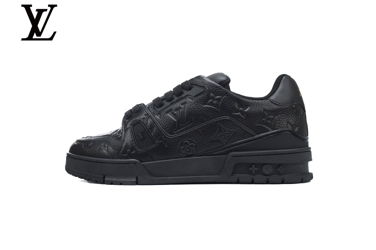 Louis Vuitton Trainer Sneakers – Black Embossed Monogram