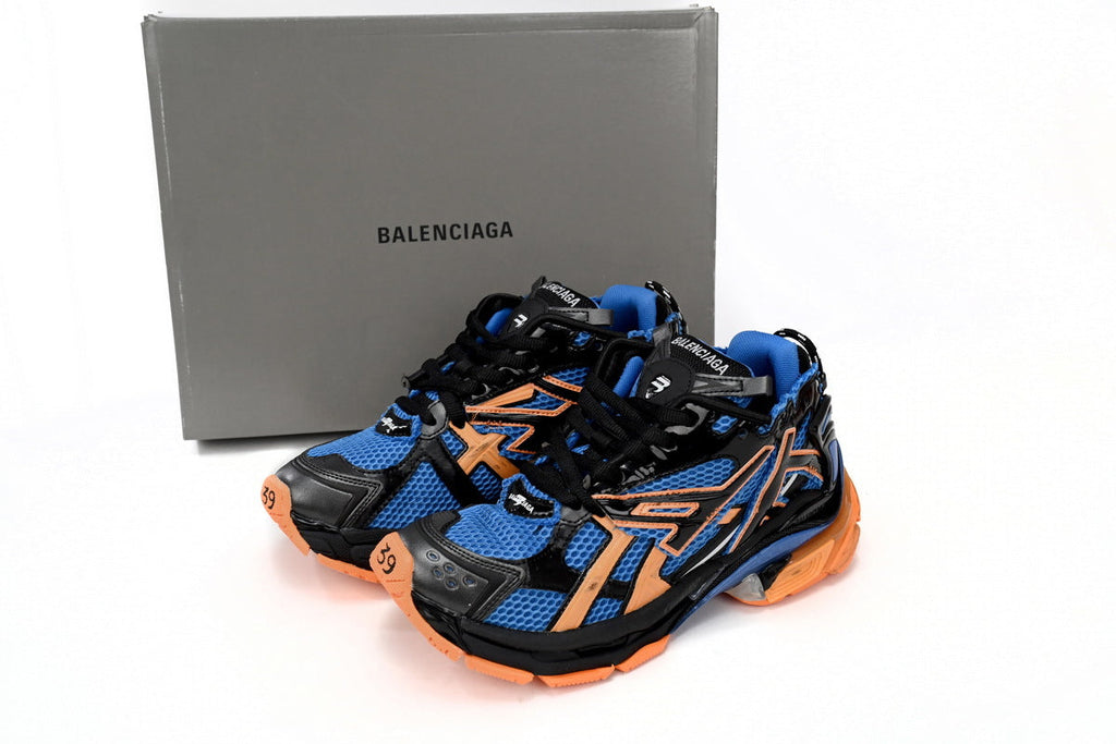 Balenciaga men's shoes Track Runner Sneaker – Distressed Low-Top balenciaga runners Deep Blue-Orange