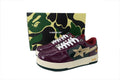 A BATHING APE BAPE STA Glossy Burgundy & Forest Green Eye-Graphic Sneakers | Women's & Men's Skate-Inspired Shoes