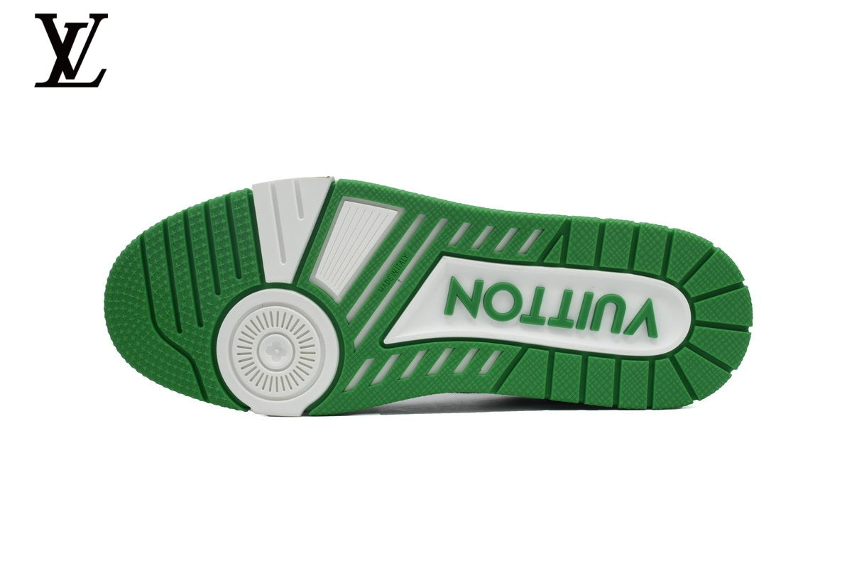 Louis Vuitton Trainer  shoes for man  women Sneaker – Green Monogram & White