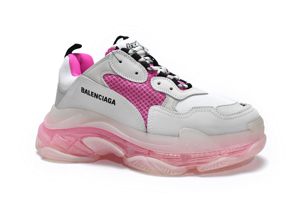 Balenciaga   men's shoes Track Triple S Clear Sole Sneakers runners Pinkish-white