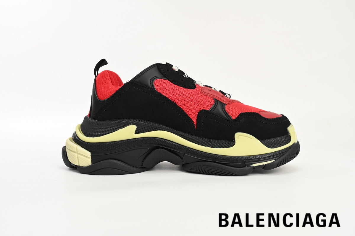 Balenciaga Triple S men's shoes  women sneakers– Black & Red