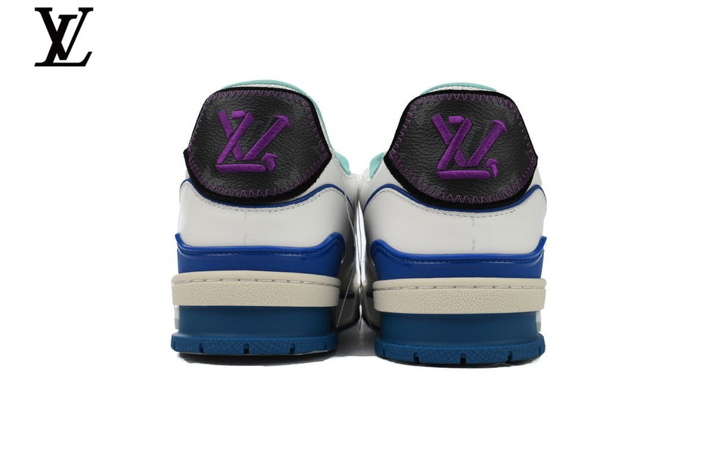 Louis Vuitton LV shoes for man  women Trainer Sneaker – White & Blue Multi