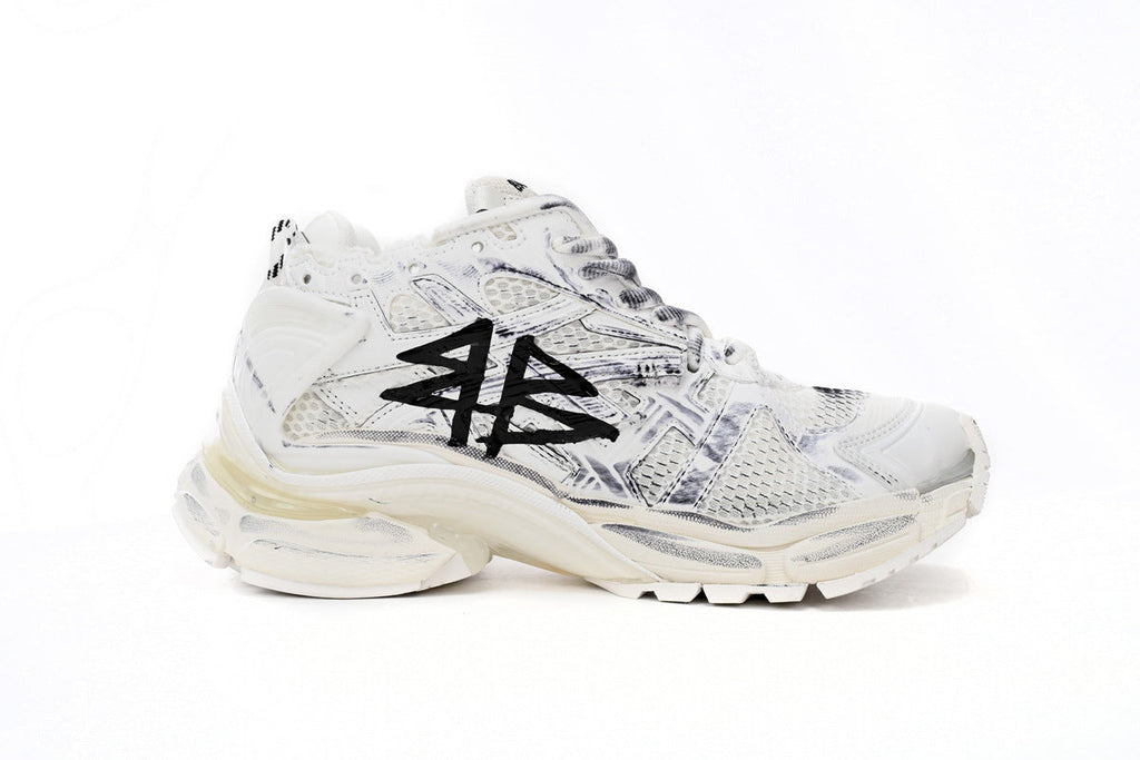 Balenciaga men's shoes Track Runner Sneaker – Distressed Low-Top  balenciaga runners White and Black