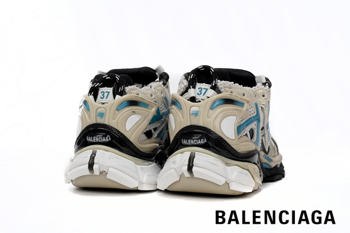 Balenciaga Runner men's shoes  women sneakers – Beige & Blue