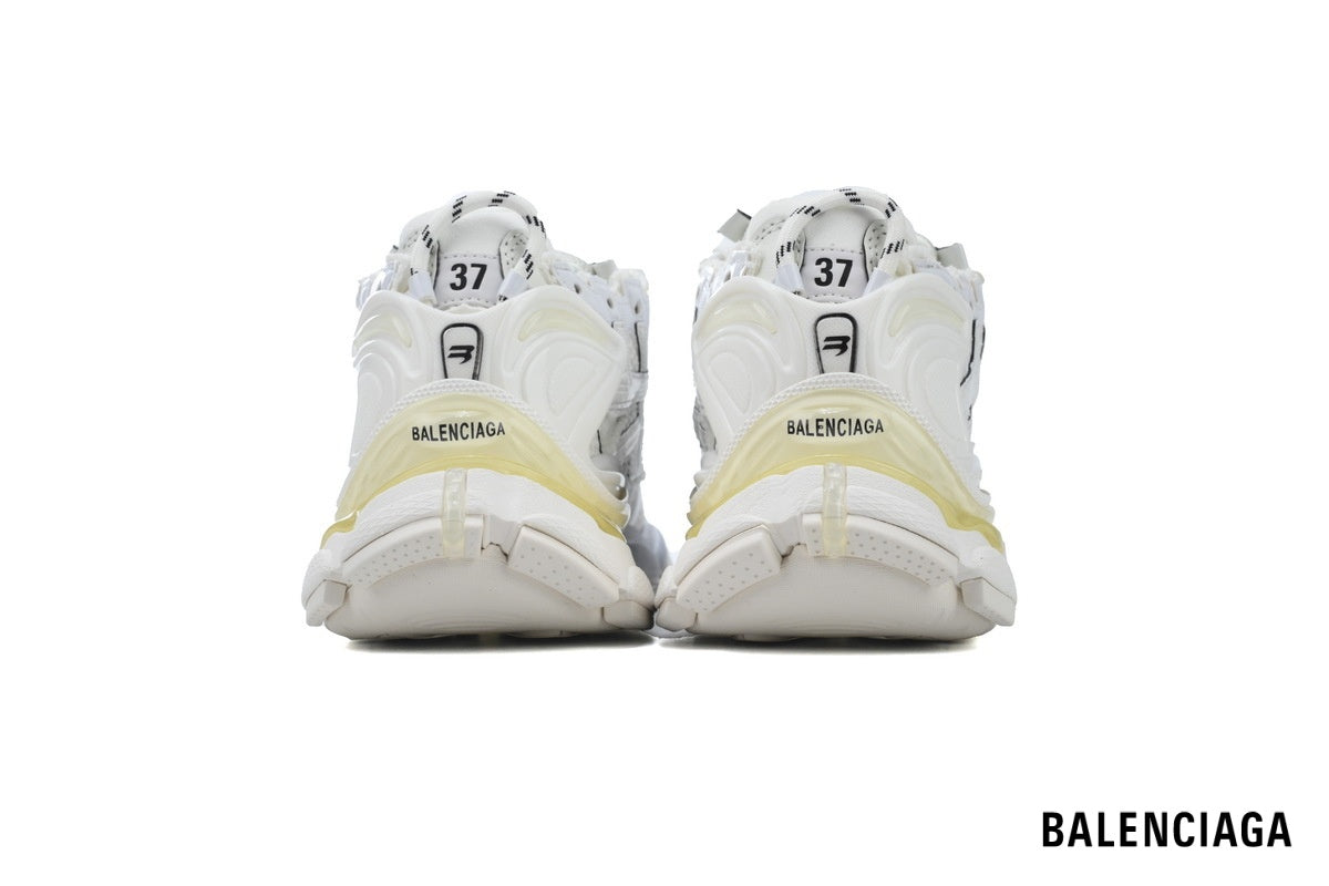 Balenciaga Runner men's shoes  women sneakers – All White