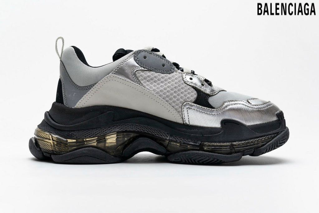 Balenciaga Triple S men's shoes  women sneakers – Silver & Grey