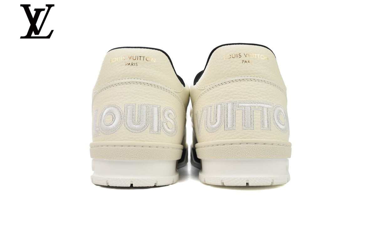 Louis Vuitton Trainer  shoes for man  women Sneaker – Cream & Black Floral