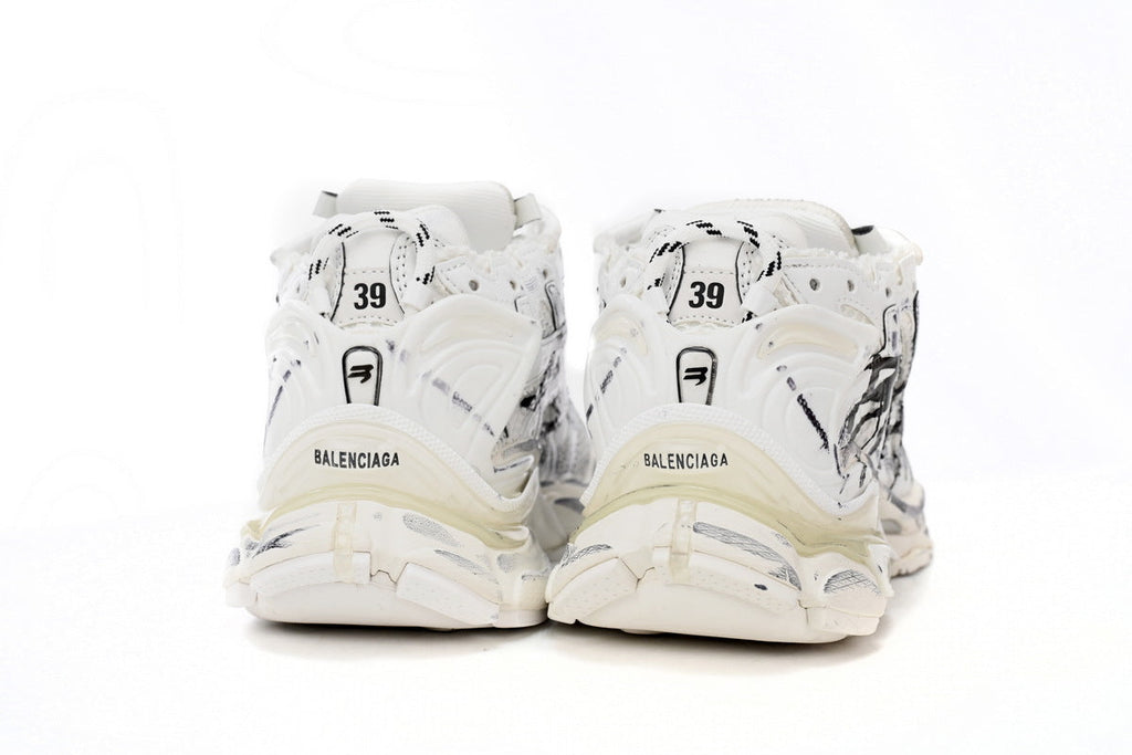 Balenciaga men's shoes Track Runner Sneaker – Distressed Low-Top  balenciaga runners White and Black