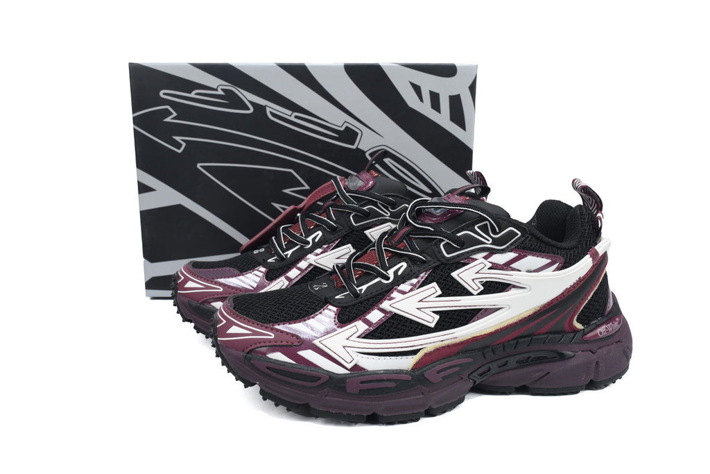 Off-White Be Right Back Women's Men's Shoes | Black & Burgundy Mesh Retro Sneakers