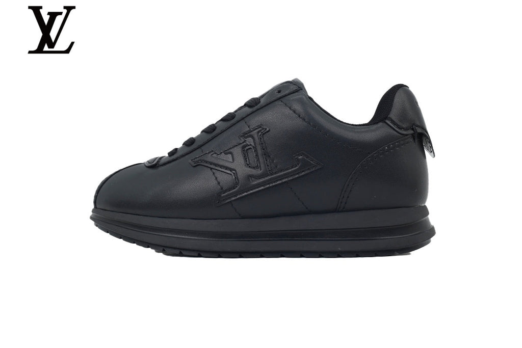 Louis Vuitton shoes for man  women Black Leather Low-Top Sneakers