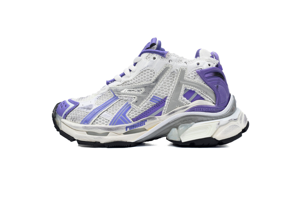 Balenciaga men's shoes Track  Runner Sneaker – Distressed Low-Top balenciaga runners White and purple
