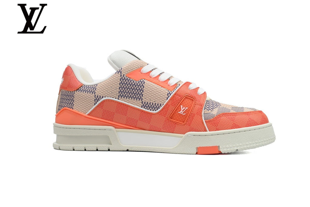 Louis Vuitton Trainer shoes for man  women Sneakers – Orange Damier