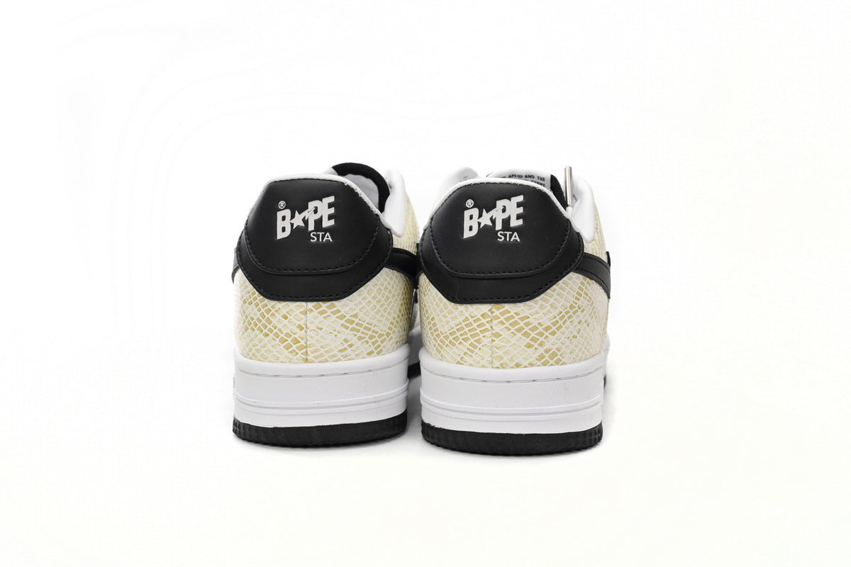 A BATHING APE BAPE STA Cream Snakeskin-Pattern Sneakers | Women's & Men's Skate-Inspired Shoes