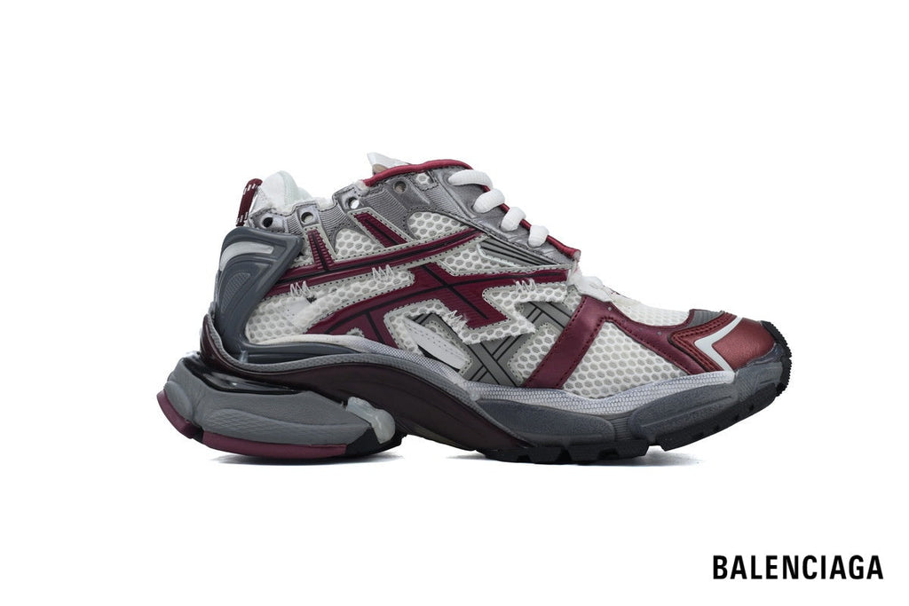 Balenciaga Runner men's shoes  women sneakers– White & Burgundy