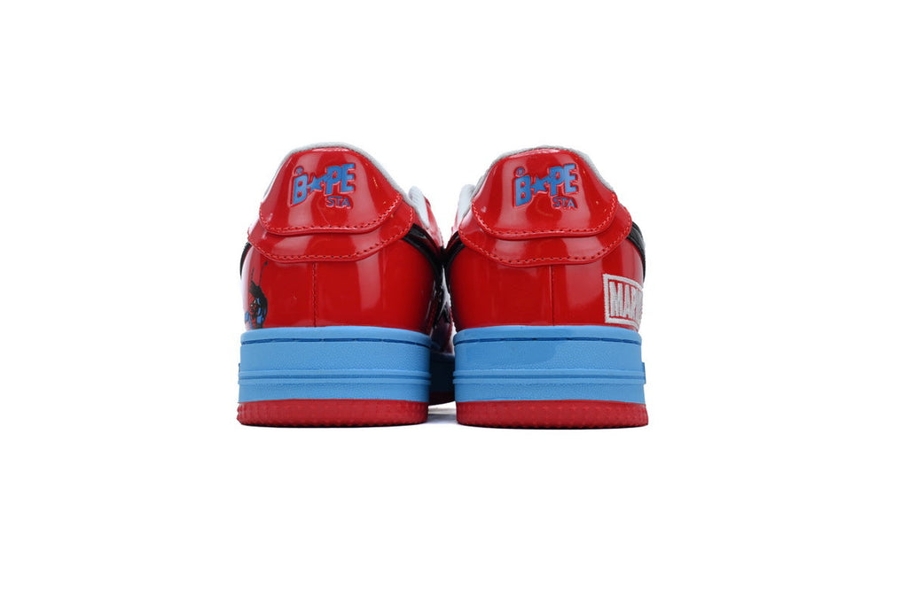 A BATHING APE BAPE STA Glossy Red & Sky Blue Sneakers | Women's & Men's Skate-Inspired Shoes